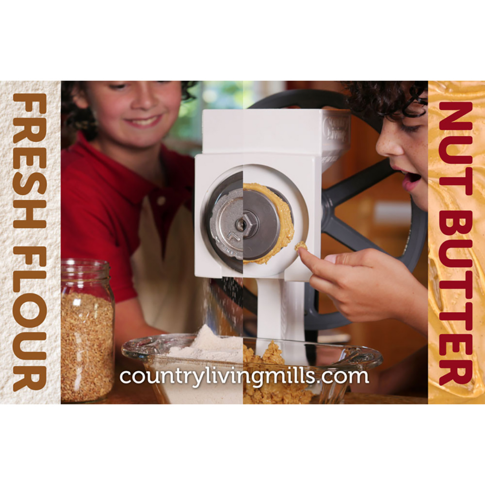 Country Living Grain Mill Peanut Butter+Plus Accessory in action